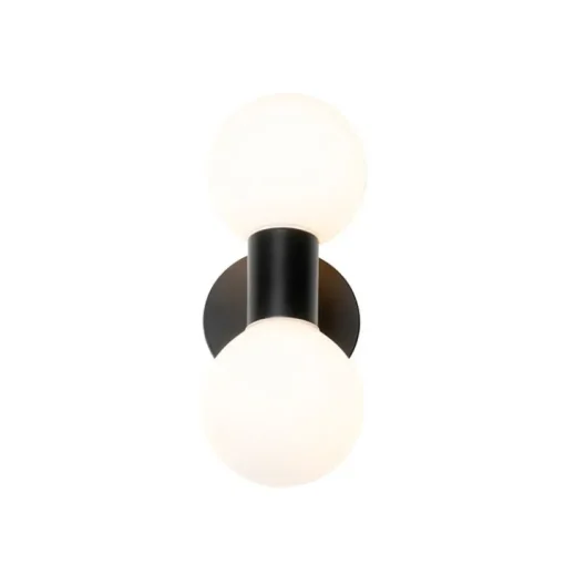 QAZQA Moderne wandlamp zwart IP44 2-lichts - Cederic