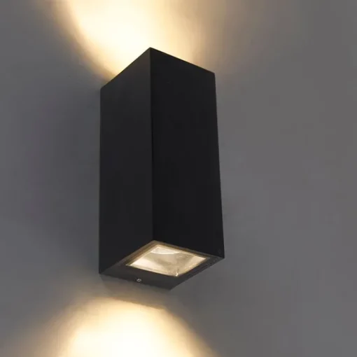 QAZQA Moderne wandlamp zwart 2-lichts AR70 IP54 - Baleno
