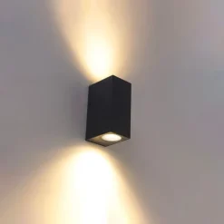 QAZQA Moderne wandlamp zwart 2-lichts IP44 - Baleno
