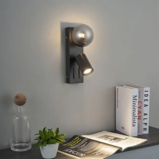 QAZQA Moderne wandlamp zwart 2-lichts kantelbaar - Lesly