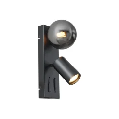 QAZQA Moderne wandlamp zwart 2-lichts kantelbaar - Lesly