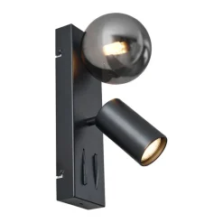 QAZQA Moderne wandlamp zwart 2-lichts kantelbaar - Lesly