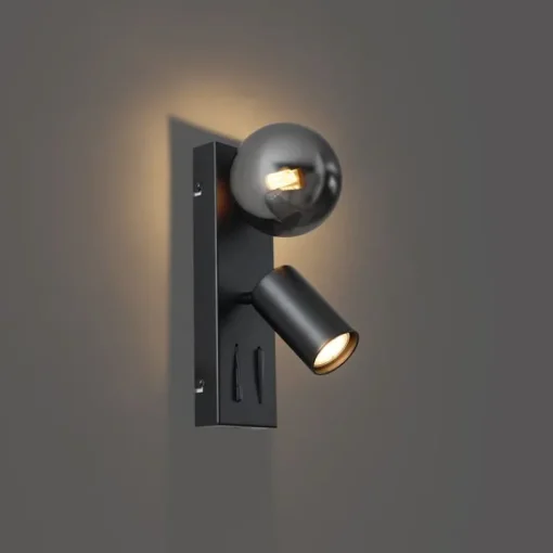 QAZQA Moderne wandlamp zwart 2-lichts kantelbaar - Lesly