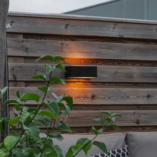 QAZQA Moderne wandlamp zwart met lichteffect IP54 - Houks