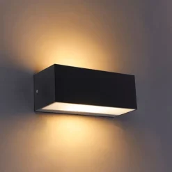 QAZQA Moderne wandlamp zwart met lichteffect IP54 - Houks
