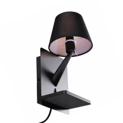 Trio Leuchten Moderne wandlamp zwart met USB-C en inductielader - Comfort