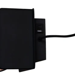 Trio Leuchten Moderne wandlamp zwart met USB-C en inductielader - Comfort
