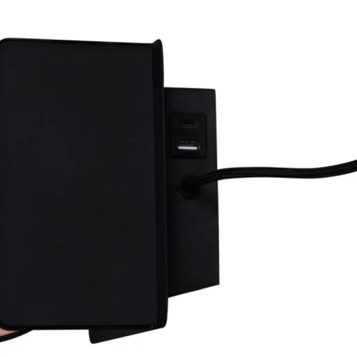 Trio Leuchten Moderne wandlamp zwart met USB-C en inductielader - Comfort