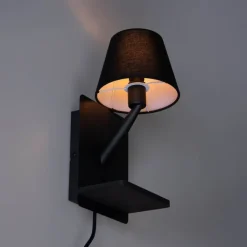 Trio Leuchten Moderne wandlamp zwart met USB-C en inductielader - Comfort