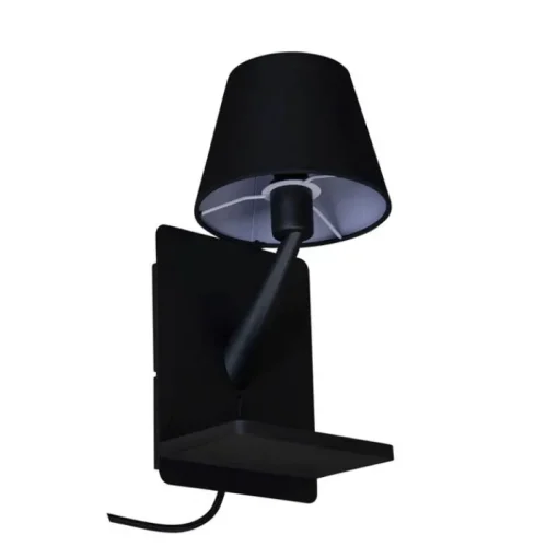 Trio Leuchten Moderne wandlamp zwart met USB-C en inductielader - Comfort