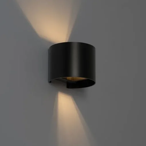 QAZQA Moderne wandlamp zwart met lichteffect rond - Edwin