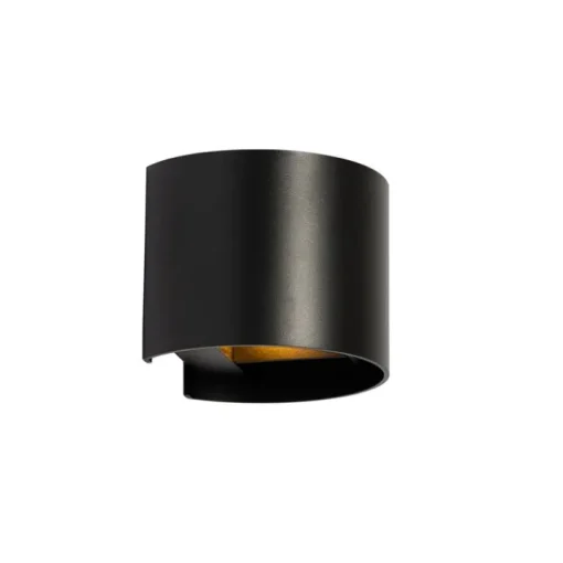 QAZQA Moderne wandlamp zwart met lichteffect rond - Edwin