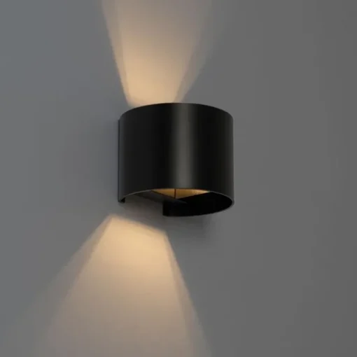 QAZQA Moderne wandlamp zwart met lichteffect rond - Edwin