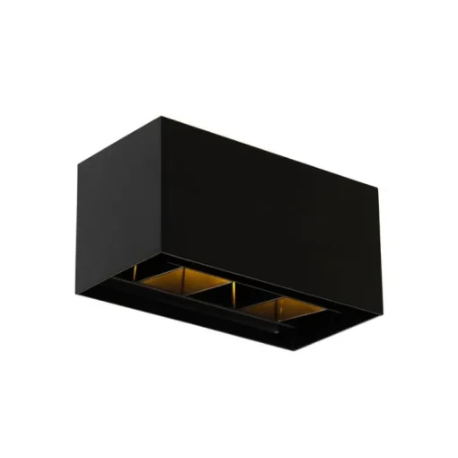 QAZQA Moderne wandlamp zwart rechthoekig 2-lichts - Edwin