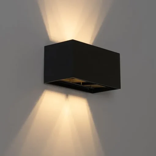 QAZQA Moderne wandlamp zwart rechthoekig 2-lichts - Edwin