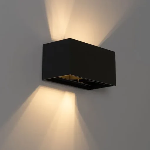 QAZQA Moderne wandlamp zwart rechthoekig 2-lichts - Edwin