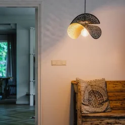 QAZQA Oosterse hanglamp zwart met goud 28 cm - Japke