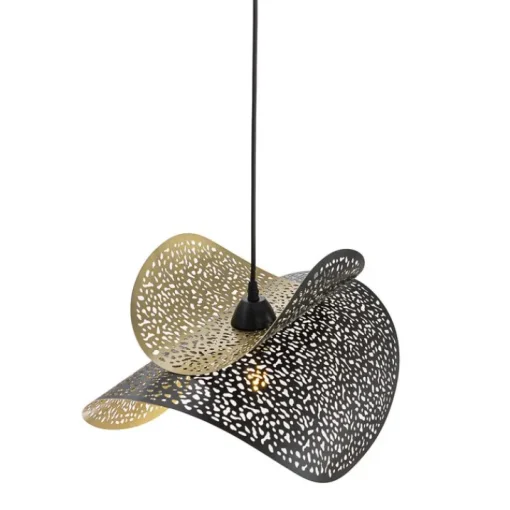 QAZQA Oosterse hanglamp zwart met goud 28 cm - Japke