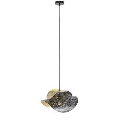 QAZQA Oosterse hanglamp zwart met goud 28 cm - Japke
