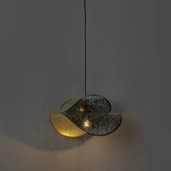 QAZQA Oosterse hanglamp zwart met goud 28 cm - Japke