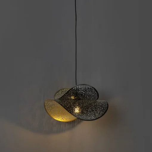 QAZQA Oosterse hanglamp zwart met goud 28 cm - Japke