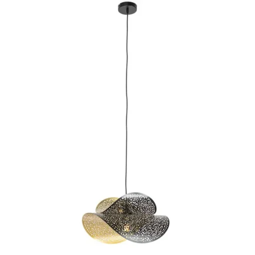 QAZQA Oosterse hanglamp zwart met goud 28 cm - Japke