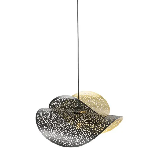 QAZQA Oosterse hanglamp zwart met goud 28 cm - Japke