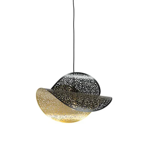 QAZQA Oosterse hanglamp zwart met goud 28 cm - Japke
