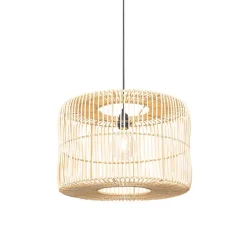 QAZQA Oosterse hanglamp zwart met rotan kap - Maud