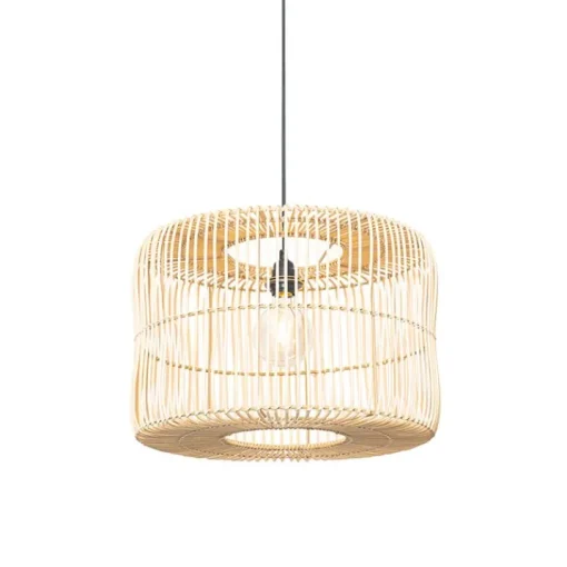 QAZQA Oosterse hanglamp zwart met rotan kap - Maud