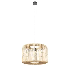 QAZQA Oosterse hanglamp zwart met rotan kap - Maud