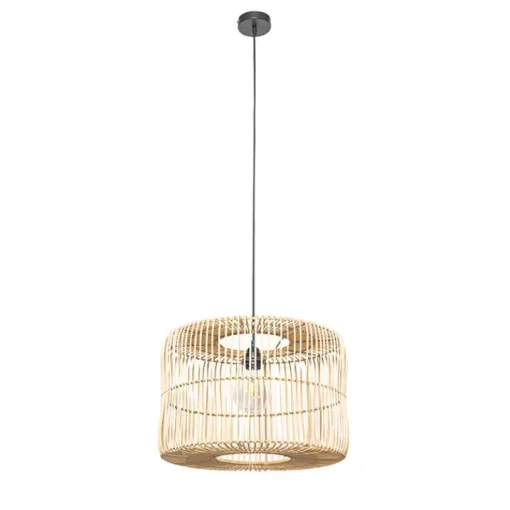 QAZQA Oosterse hanglamp zwart met rotan kap - Maud