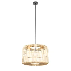 QAZQA Oosterse hanglamp zwart met rotan kap - Maud
