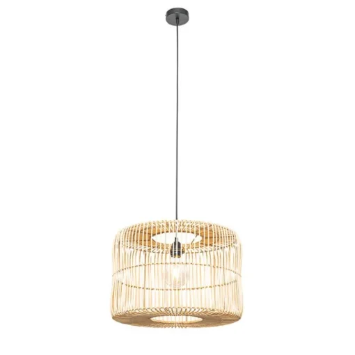QAZQA Oosterse hanglamp zwart met rotan kap - Maud