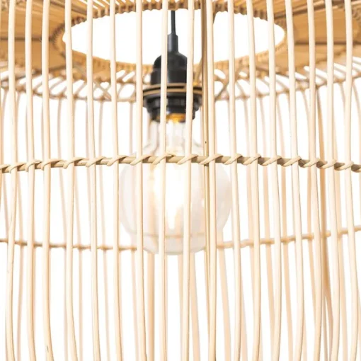 QAZQA Oosterse hanglamp zwart met rotan kap - Maud