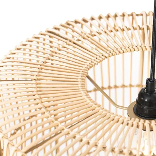 QAZQA Oosterse hanglamp zwart met rotan kap - Maud