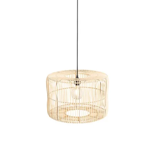 QAZQA Oosterse hanglamp zwart met rotan kap - Maud