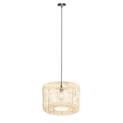 QAZQA Oosterse hanglamp zwart met rotan kap - Maud