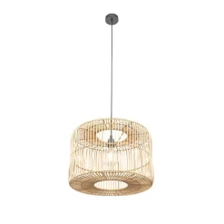QAZQA Oosterse hanglamp zwart met rotan kap - Maud
