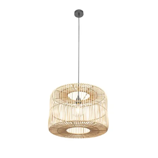 QAZQA Oosterse hanglamp zwart met rotan kap - Maud