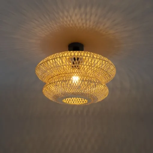 QAZQA Oosterse plafondlamp bamboe - Ostrava Double