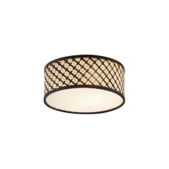 QAZQA Oosterse plafondlamp rotan met zwart 30cm - Tremmo