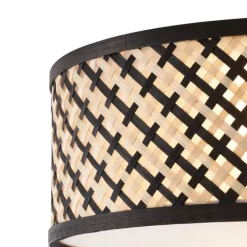 QAZQA Oosterse plafondlamp rotan met zwart 30cm - Tremmo