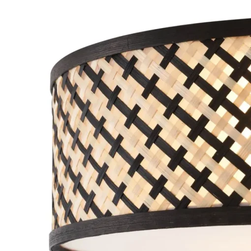 QAZQA Oosterse plafondlamp rotan met zwart 30cm - Tremmo