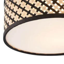 QAZQA Oosterse plafondlamp rotan met zwart 30cm - Tremmo