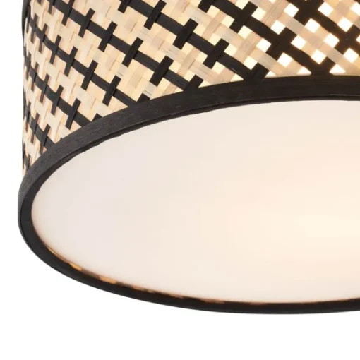 QAZQA Oosterse plafondlamp rotan met zwart 30cm - Tremmo