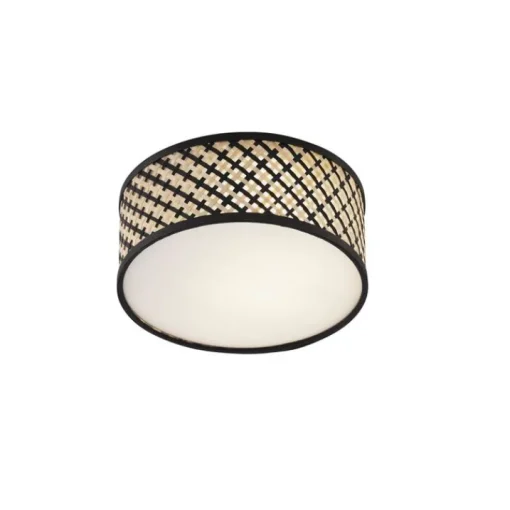 QAZQA Oosterse plafondlamp rotan met zwart 30cm - Tremmo