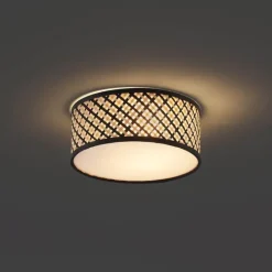 QAZQA Oosterse plafondlamp rotan met zwart 30cm - Tremmo
