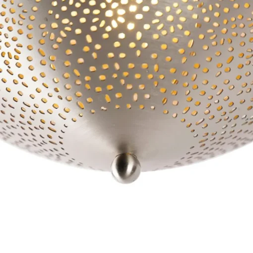 QAZQA Oosterse plafondlamp staal met lichteffect - Sinbad