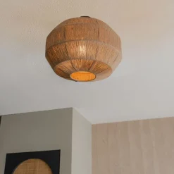 QAZQA Oosterse plafondlamp zwart met touw - Riki